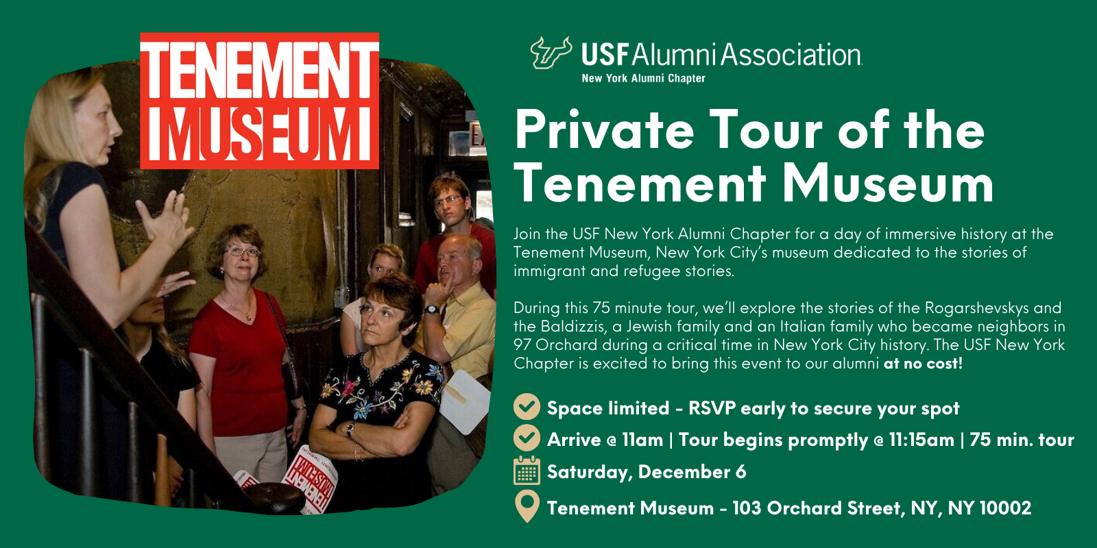 USF New York Alumni Chapter - Tenement Museum Private Alumni Tour