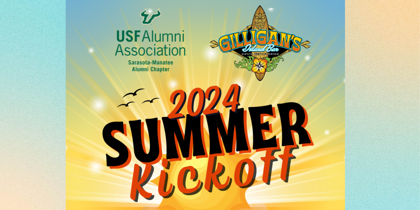Flyer promoting a Summer Kickoff Social at Gilligans Island Bar in Sarasota, FL on May 31