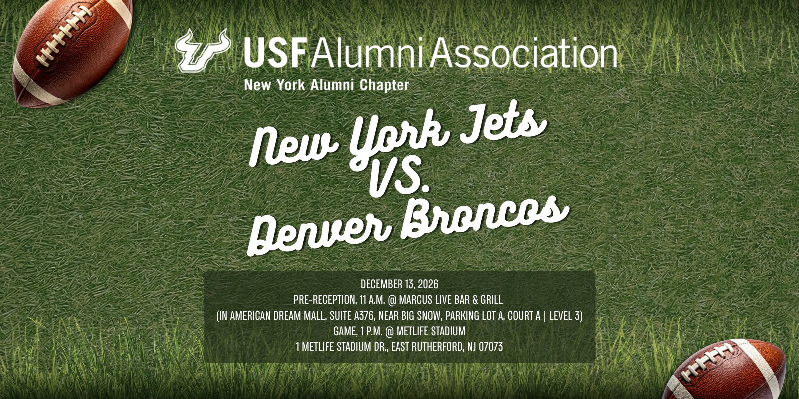 USF New York Alumni Chapter - New York Jets vs. Denver Broncos Football Game